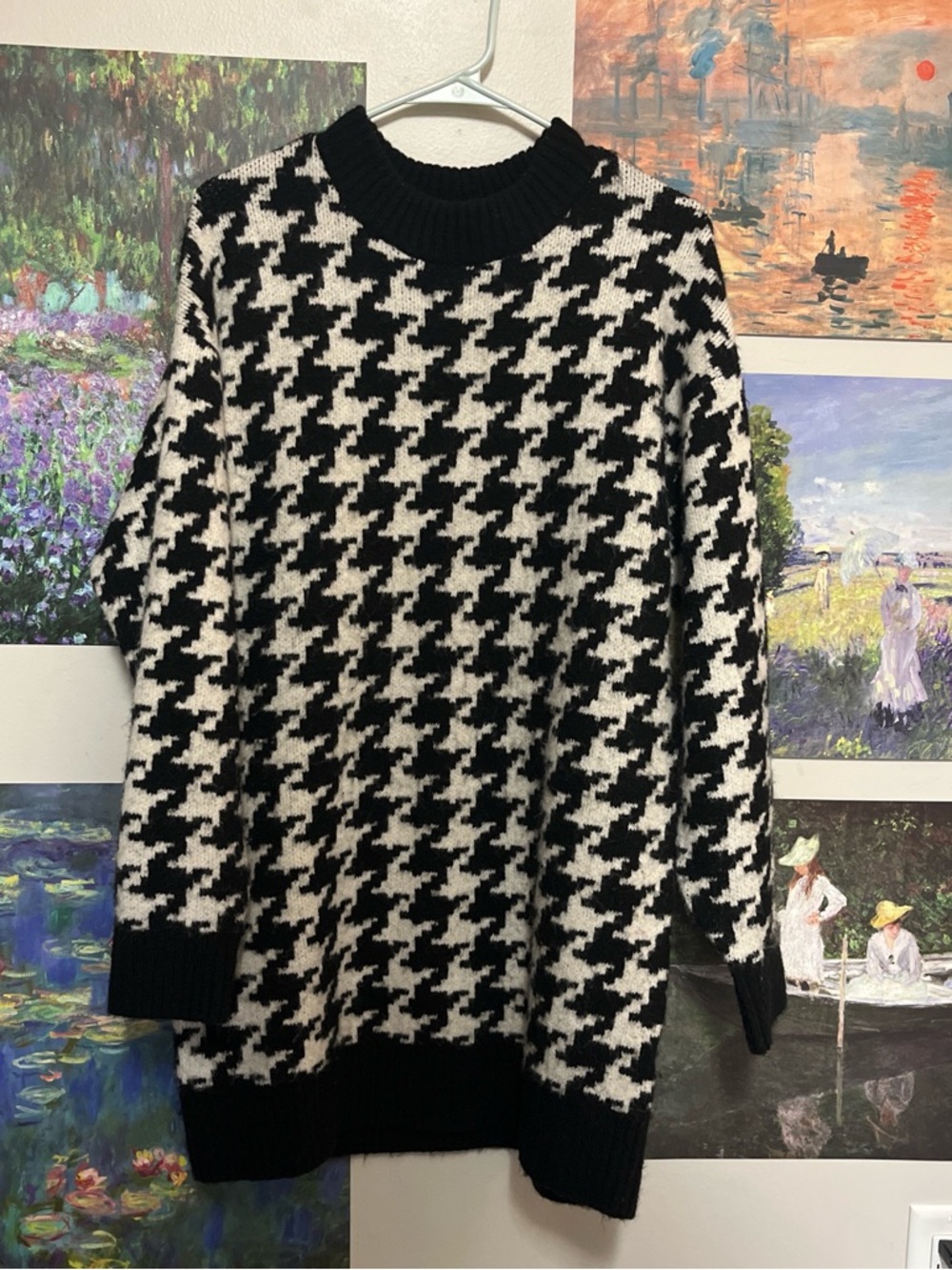 H&M Black and houndstooth Knit Sweater dress